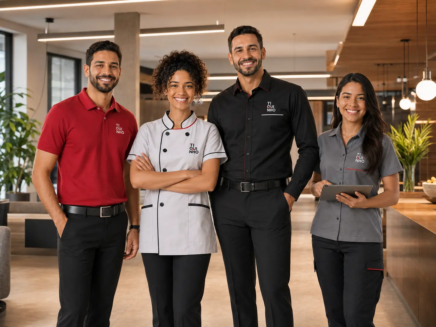 Equipe de profissionais usando uniformes personalizados em Catanduva